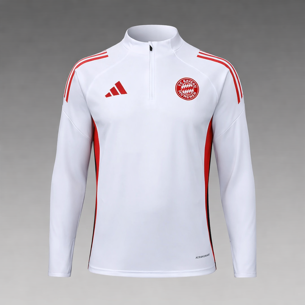 2025/2026 Bayern Munich Half-Pull Training Suit White Football Jacket