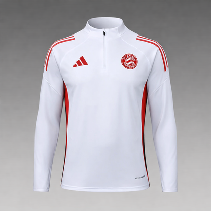 2025/2026 Bayern Munich Half-Pull Training Suit White Football Jacket