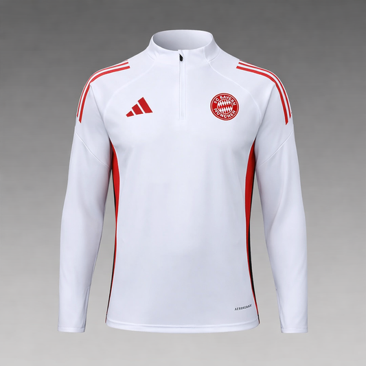 2025/2026 Bayern Munich Half-Pull Training Suit White Football Jacket